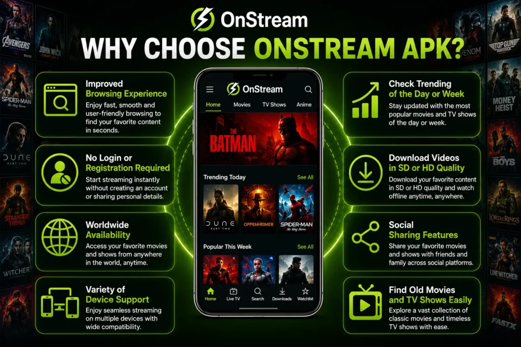Home 8 OnStream APK app interface