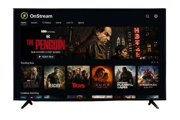 SMART TV 1 OnStream app displayed on a Smart TV screen